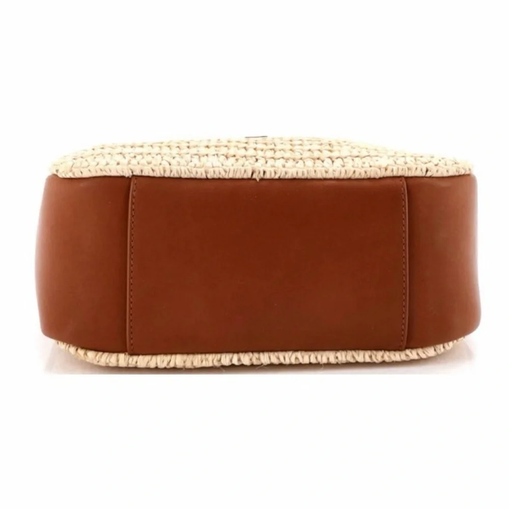 YSL Saint Laurent Le 5 a 7 Supple Small Hobo Raffia and Leather Shoulder Handbag - Picture 7 of 12